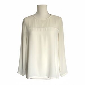 Vintage Diane Von Furstenberg Cream Sheer Long Sleeve Blouse Size 14